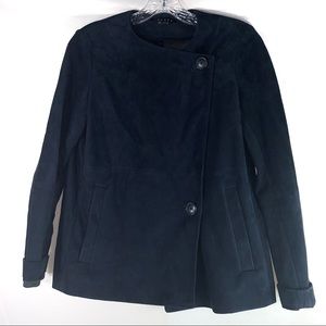 Theory Womens Goat Suede Jacket Navy Blue Venizka